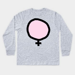 Female Gender Symbol Pink Fill Kids Long Sleeve T-Shirt